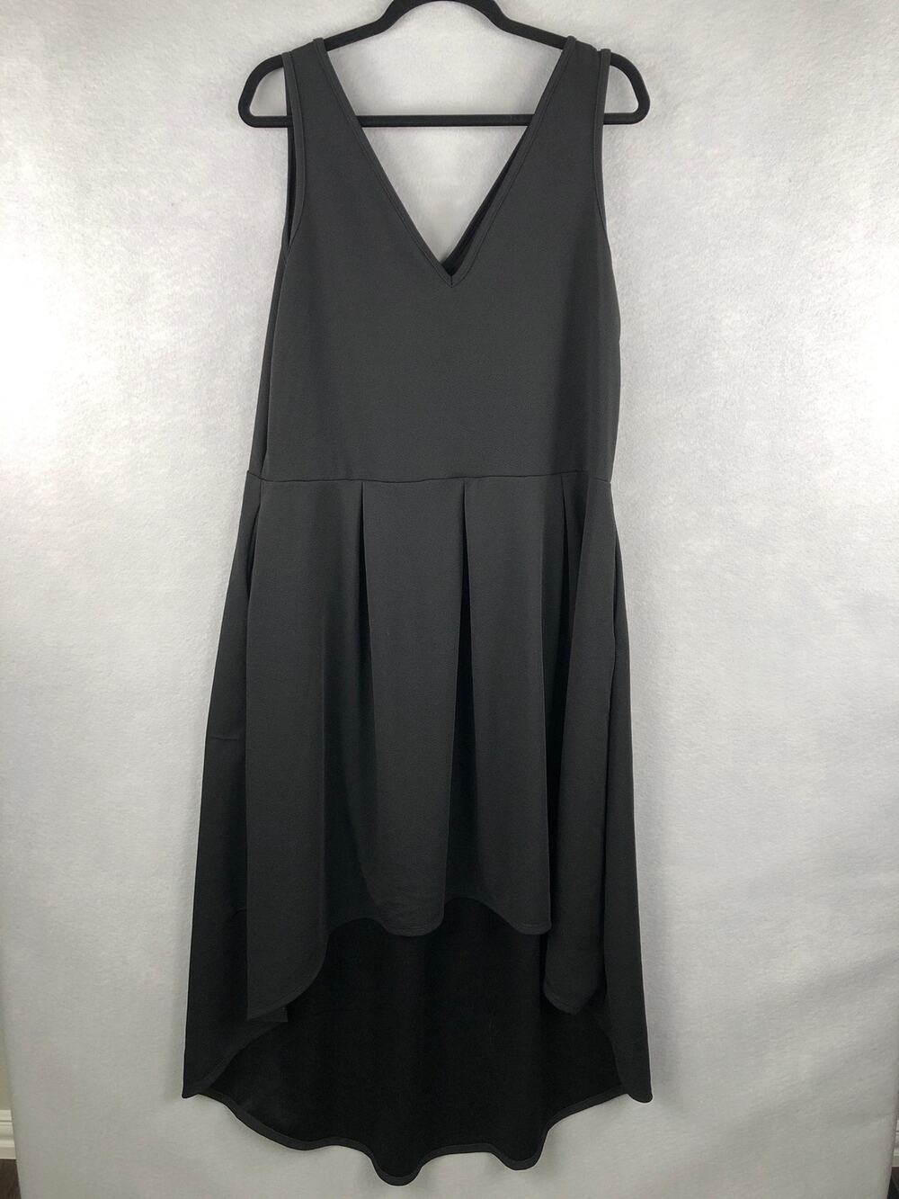 24seven Tank Dress V-neck Sleeveless Black Women's Size 1X NEW